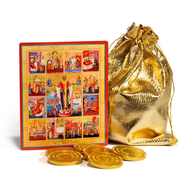 Saint Nicholas Chocolate Coins & Icon Card Family Pack (Legacy Icons)