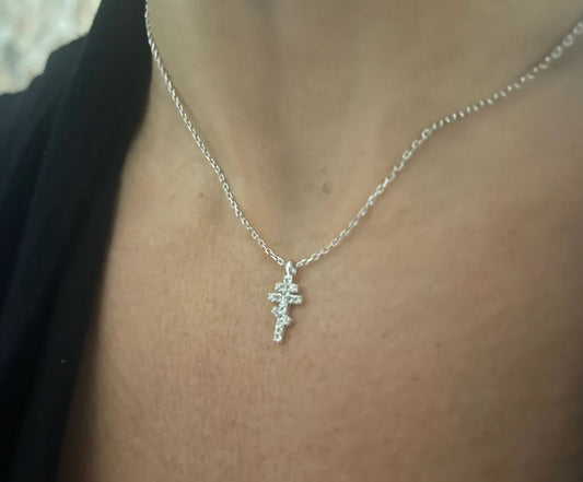 CZ Cross Pendant Necklace with Chain