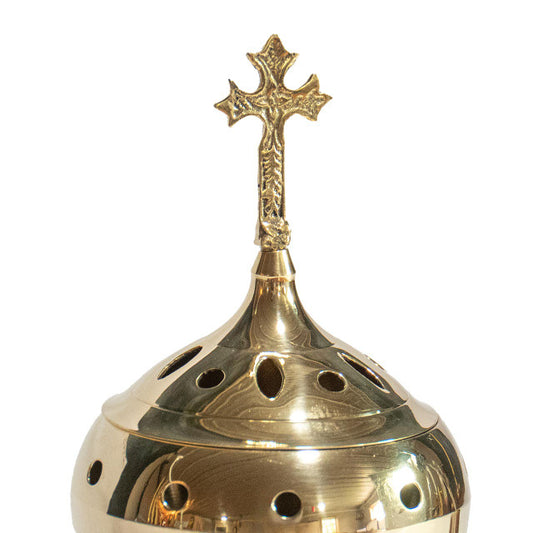 Deluxe Brass Incense Burner With Wooden Handle