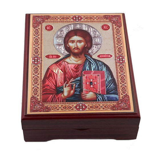 Wooden Icon Box, Christ the Teacher, deluxe large