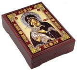 Wooden Icon Box, Virgin of Vladimir, deluxe large