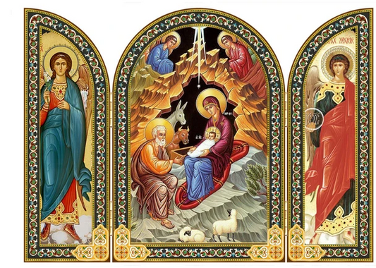 Triptych: Blessed Nativity with archangels, large icons