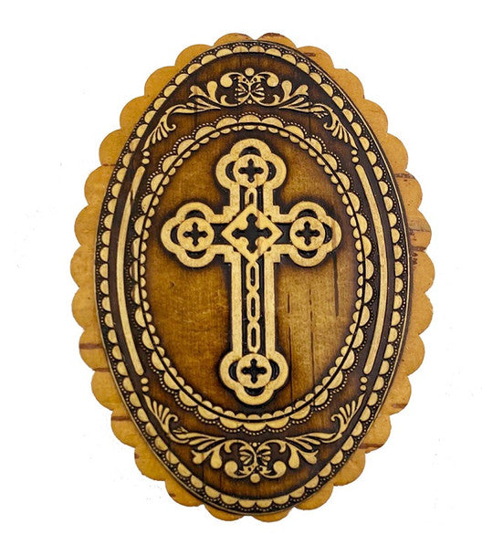 Wooden Box, Ornate Cross on birch