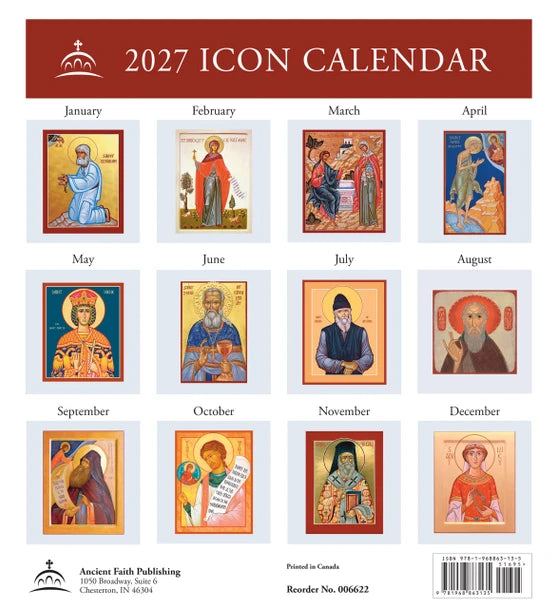 2027 Icon Calendar: Saints for Various Needs (Gregorian version, new calendar)