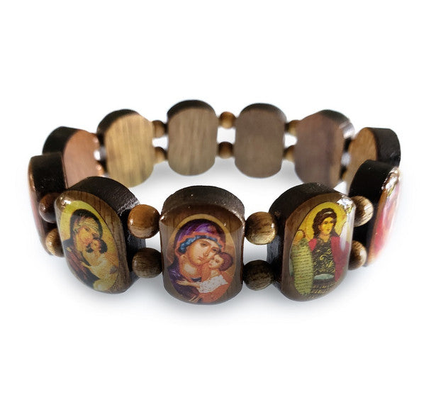 Icon Bracelet with Wood Beads (Ancient Faith)