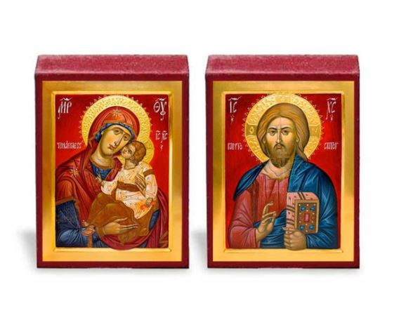 Christ and Theotokos (Red) Micro Icon Set