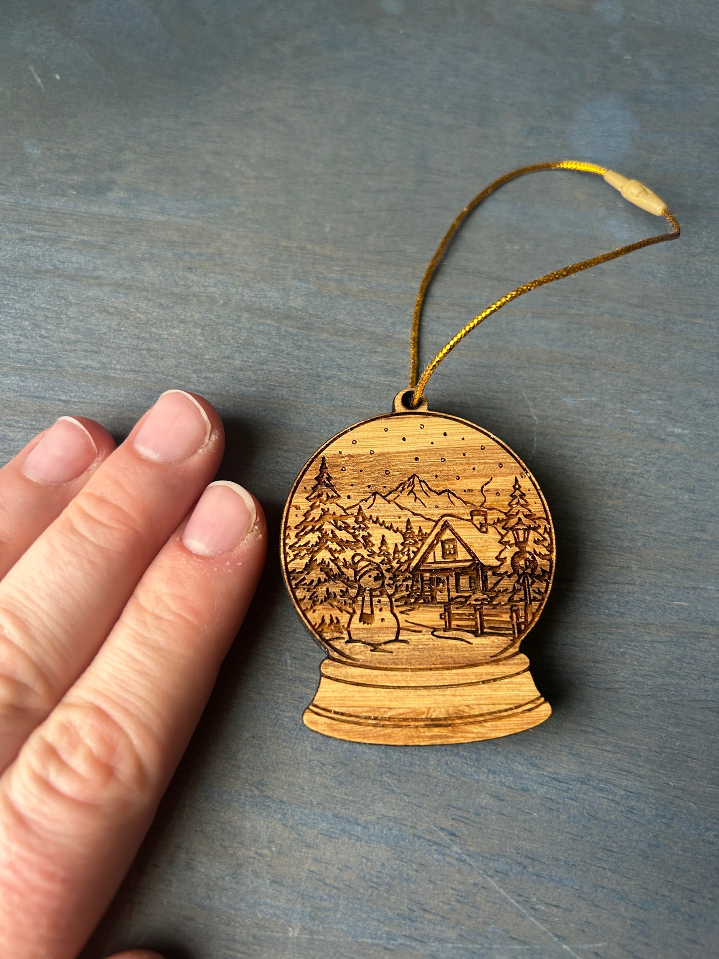 Snowglobe Winter Wooden Ornament