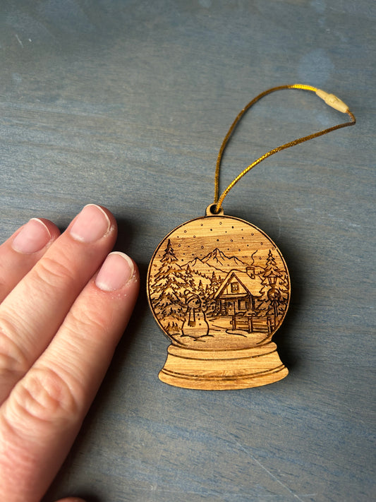 Snowglobe Winter Wooden Ornament