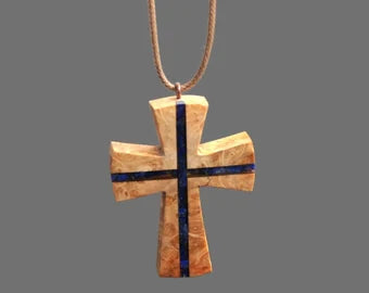 Lapis Inlay Wood Cross - Bulgaria