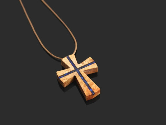 Lapis Inlay Wood Cross - Bulgaria